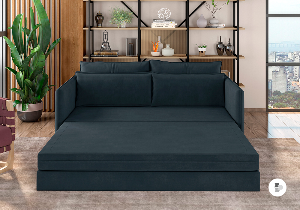 O sofá-cama combina perfeitamente com o ambiente da sua sala. Sofá-cama.
