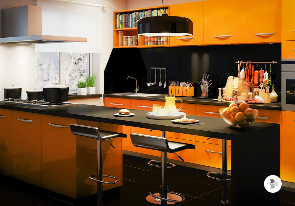 Uma cozinha com cores quentes. Renovar cozinha.