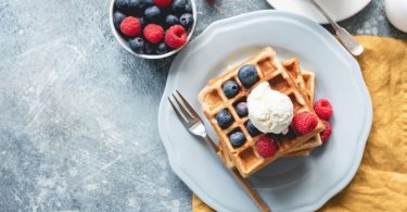 receita waffles com sorvete