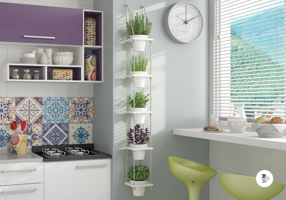 Prateleira Decorativa Suspensa com Vasos BRV Móveis Linha Nature - BPL25