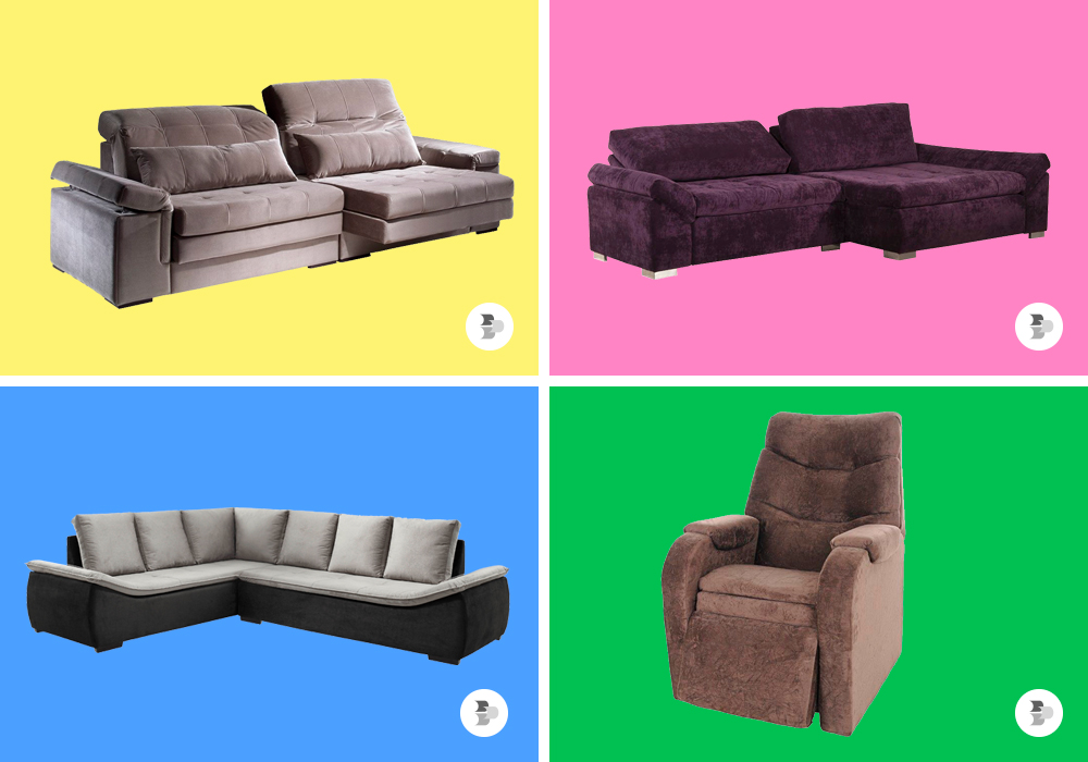 Imagem com 4 modelos diferentes de sofás.