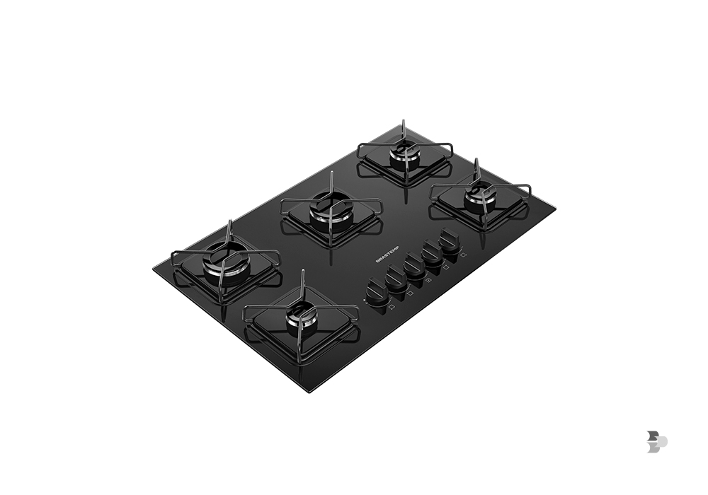 Um cooktop de 5 bocas da marca Brastemp. Cooktop 5 bocas.