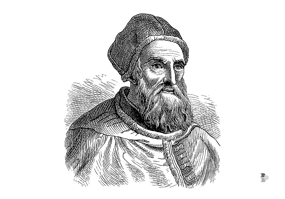 Uma xilogravura do Papa Gregório XIII. Calendário.