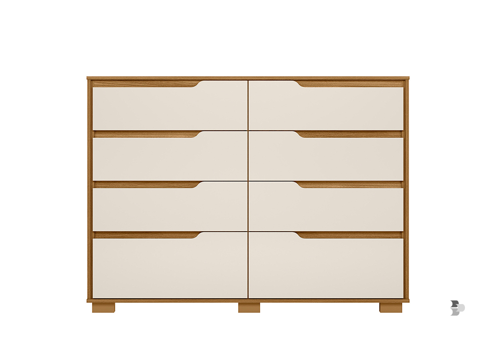 Uma cômoda da Moval, que pode integrar o ambiente do quarto. Cômoda.