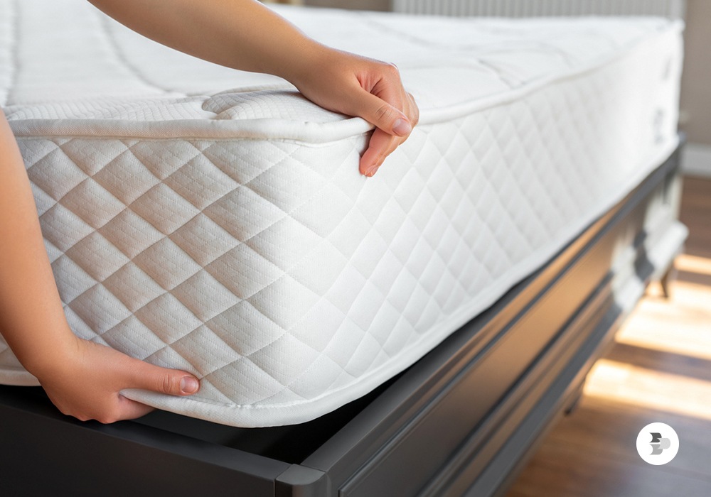 Um colchão feito de espuma. Colchões.